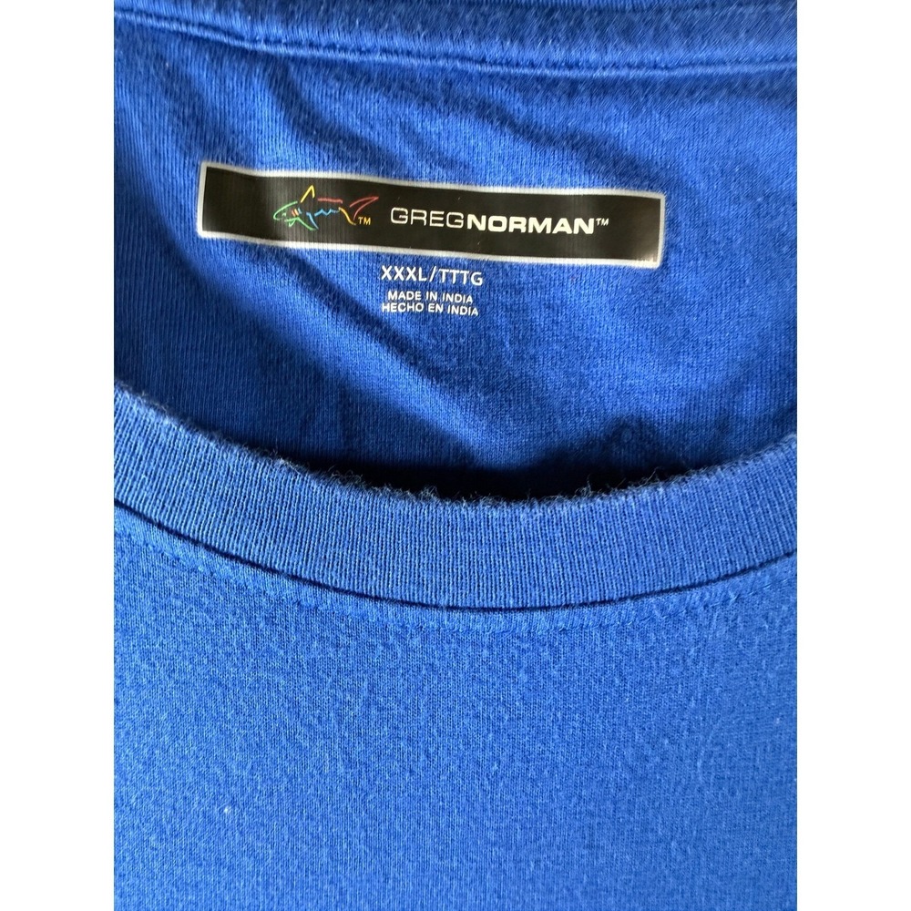 Greg Norman Mens XXXL Blue Short Sleeve Pocket T-Shirt Shark Logo Cotton Tee - Picture 3 of 10